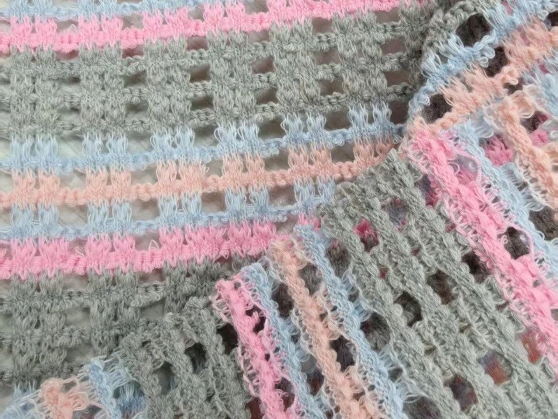 Hollow Color-striped Crochet Fabric 3 Hollow Color-striped Crochet Fabric 3